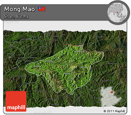 Satellite 3D Map of Mong Mao, darken