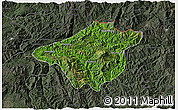 Satellite 3D Map of Mong Mao, darken, semi-desaturated