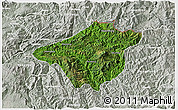 Satellite 3D Map of Mong Mao, lighten, semi-desaturated