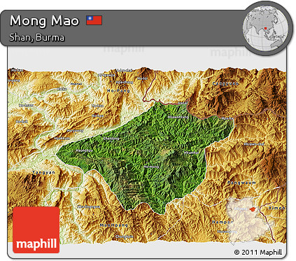Satellite 3D Map of Mong Mao, physical outside
