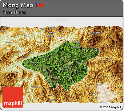 Satellite 3D Map of Mong Mao, physical outside