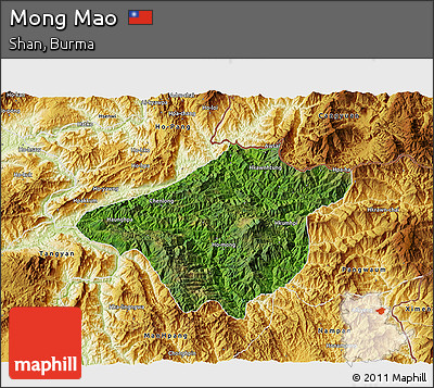 Satellite 3D Map of Mong Mao, physical outside