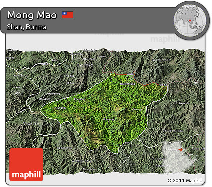 Satellite 3D Map of Mong Mao, semi-desaturated