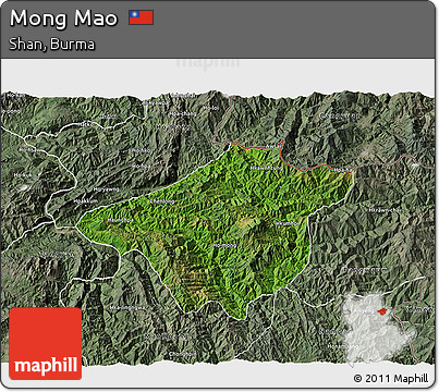Satellite 3D Map of Mong Mao, semi-desaturated