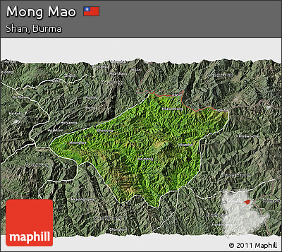 Satellite 3D Map of Mong Mao, semi-desaturated