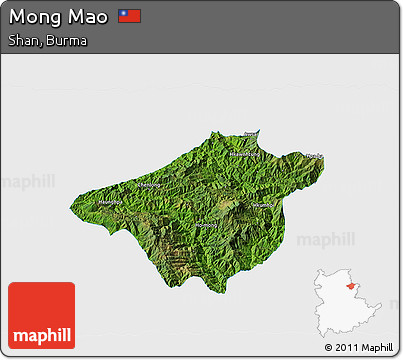 Satellite 3D Map of Mong Mao, single color outside