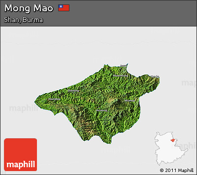 Satellite 3D Map of Mong Mao, single color outside