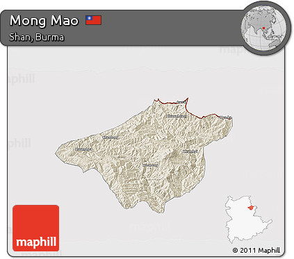 Shaded Relief 3D Map of Mong Mao, cropped outside