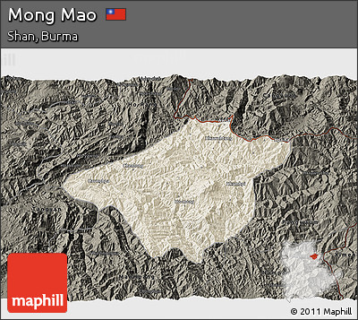 Shaded Relief 3D Map of Mong Mao, darken