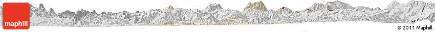 Shaded Relief Horizon Map of Mong Mao, desaturated