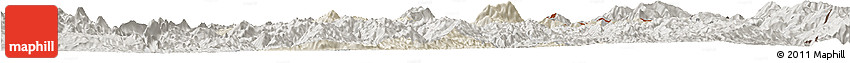 Shaded Relief Horizon Map of Mong Mao, semi-desaturated