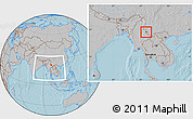 Gray Location Map of Mong Mao, within the entire country, hill shading