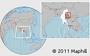 Gray Location Map of Mong Mao, highlighted country, highlighted parent region, within the entire country, hill shading