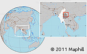 Gray Location Map of Mong Mao, highlighted country, highlighted parent region, within the entire country