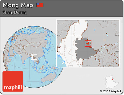 Gray Location Map of Mong Mao, highlighted country, highlighted parent region