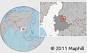 Gray Location Map of Mong Mao, highlighted country, highlighted parent region, hill shading