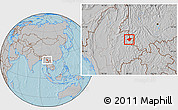 Gray Location Map of Mong Mao, hill shading