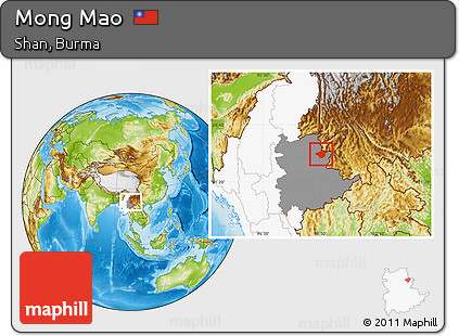 Physical Location Map of Mong Mao, highlighted country, highlighted parent region