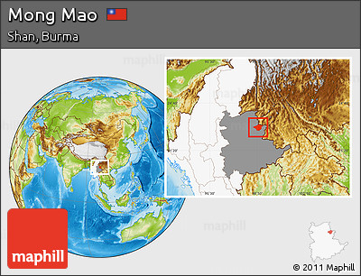 Physical Location Map of Mong Mao, highlighted country, highlighted parent region