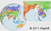Political Location Map of Mong Mao, highlighted country, within the entire country