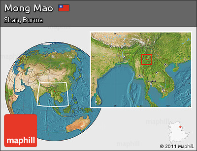 Satellite Location Map of Mong Mao, within the entire country