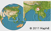 Satellite Location Map of Mong Mao, highlighted parent region, within the entire country
