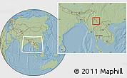 Savanna Style Location Map of Mong Mao, within the entire country, hill shading