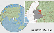 Savanna Style Location Map of Mong Mao, highlighted country, highlighted parent region, hill shading