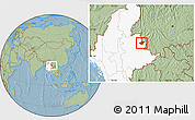 Savanna Style Location Map of Mong Mao, highlighted country, hill shading