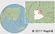 Savanna Style Location Map of Mong Mao, highlighted parent region, hill shading
