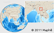 Shaded Relief Location Map of Mong Mao, within the entire country