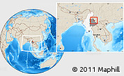 Shaded Relief Location Map of Mong Mao, highlighted country, highlighted parent region, within the entire country