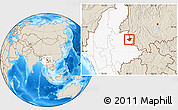 Shaded Relief Location Map of Mong Mao, highlighted country