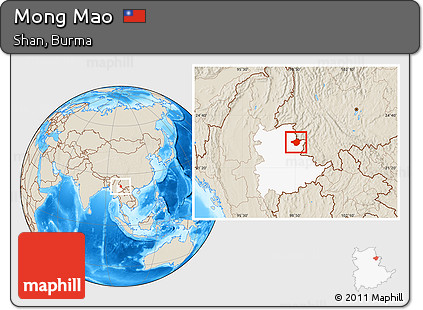 Shaded Relief Location Map of Mong Mao, highlighted parent region