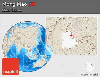 Shaded Relief Location Map of Mong Mao, highlighted parent region