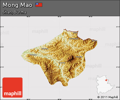 Physical Map of Mong Mao, cropped outside