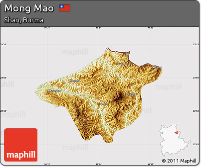Physical Map of Mong Mao, cropped outside