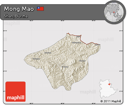 Shaded Relief Map of Mong Mao, cropped outside