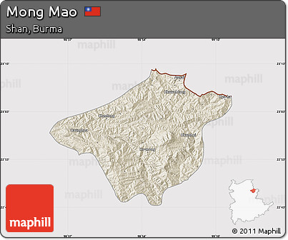 Shaded Relief Map of Mong Mao, cropped outside