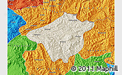 Shaded Relief Map of Mong Mao, political outside