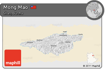 Classic Style Panoramic Map of Mong Mao, single color outside