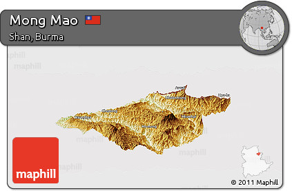 Physical Panoramic Map of Mong Mao, cropped outside