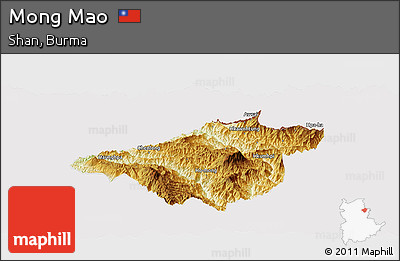 Physical Panoramic Map of Mong Mao, cropped outside