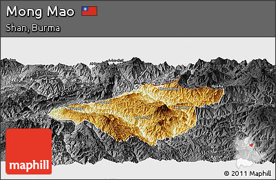Physical Panoramic Map of Mong Mao, darken, desaturated