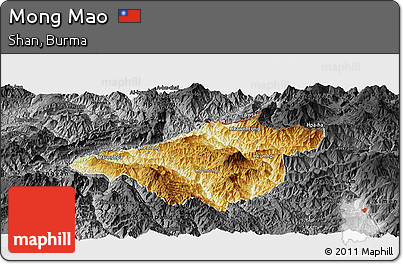 Physical Panoramic Map of Mong Mao, darken, desaturated