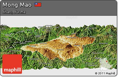 Physical Panoramic Map of Mong Mao, satellite outside
