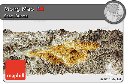 Physical Panoramic Map of Mong Mao, semi-desaturated