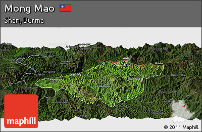 Satellite Panoramic Map of Mong Mao, darken