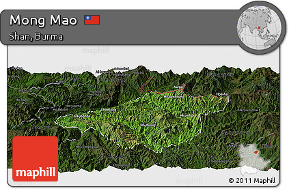 Satellite Panoramic Map of Mong Mao, darken