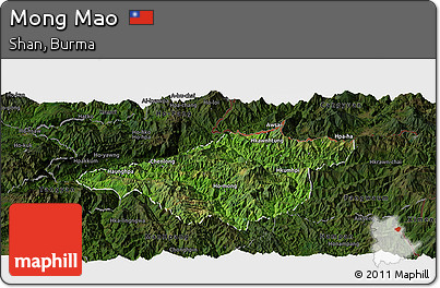 Satellite Panoramic Map of Mong Mao, darken